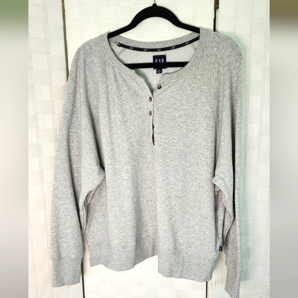 XXL Plus Size Grey Gap Sweatshirt henley thermal/sweater